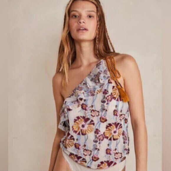 FREE PEOPLE PLUM COMBO "DAY DATE" EMBROIDRED Bloom Core Cottage Core Bodysuit - Picture 5 of 10